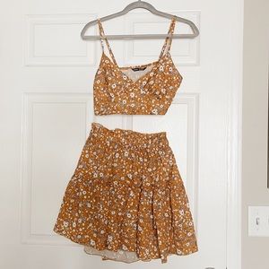 Floral Top + Skirt Set